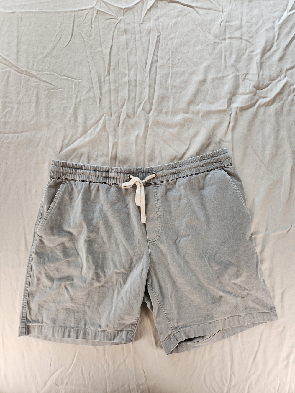 Marine Layer Men's Size L Gray Chino Cotton Shorts Flat Front Drawstring